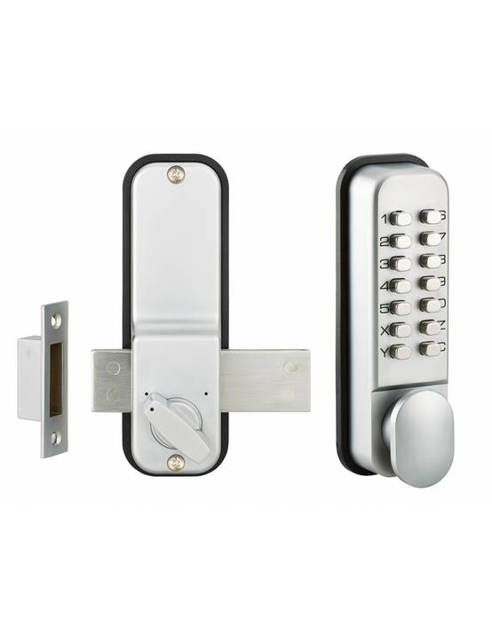 Verrou à combinaison mécanique en applique pour porte intérieure, 8 chiffres ou lettres, chromé mat - THIRARD - Image 1