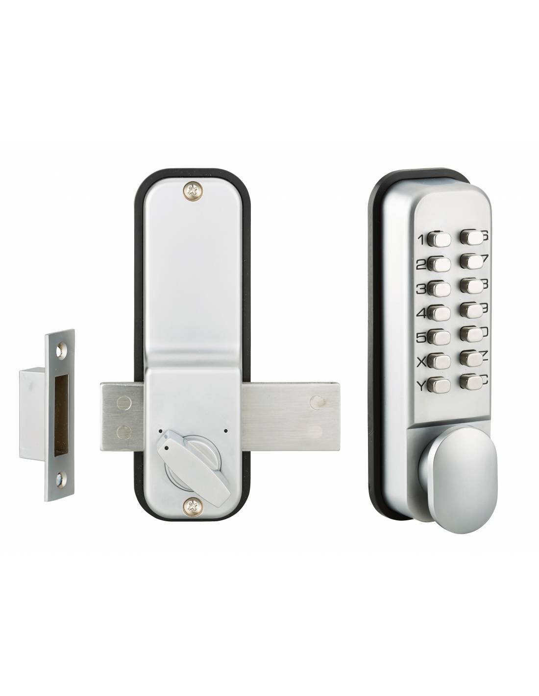 Verrou à combinaison mécanique en applique pour porte intérieure, 8 chiffres ou lettres, chromé mat - THIRARD - Image 1