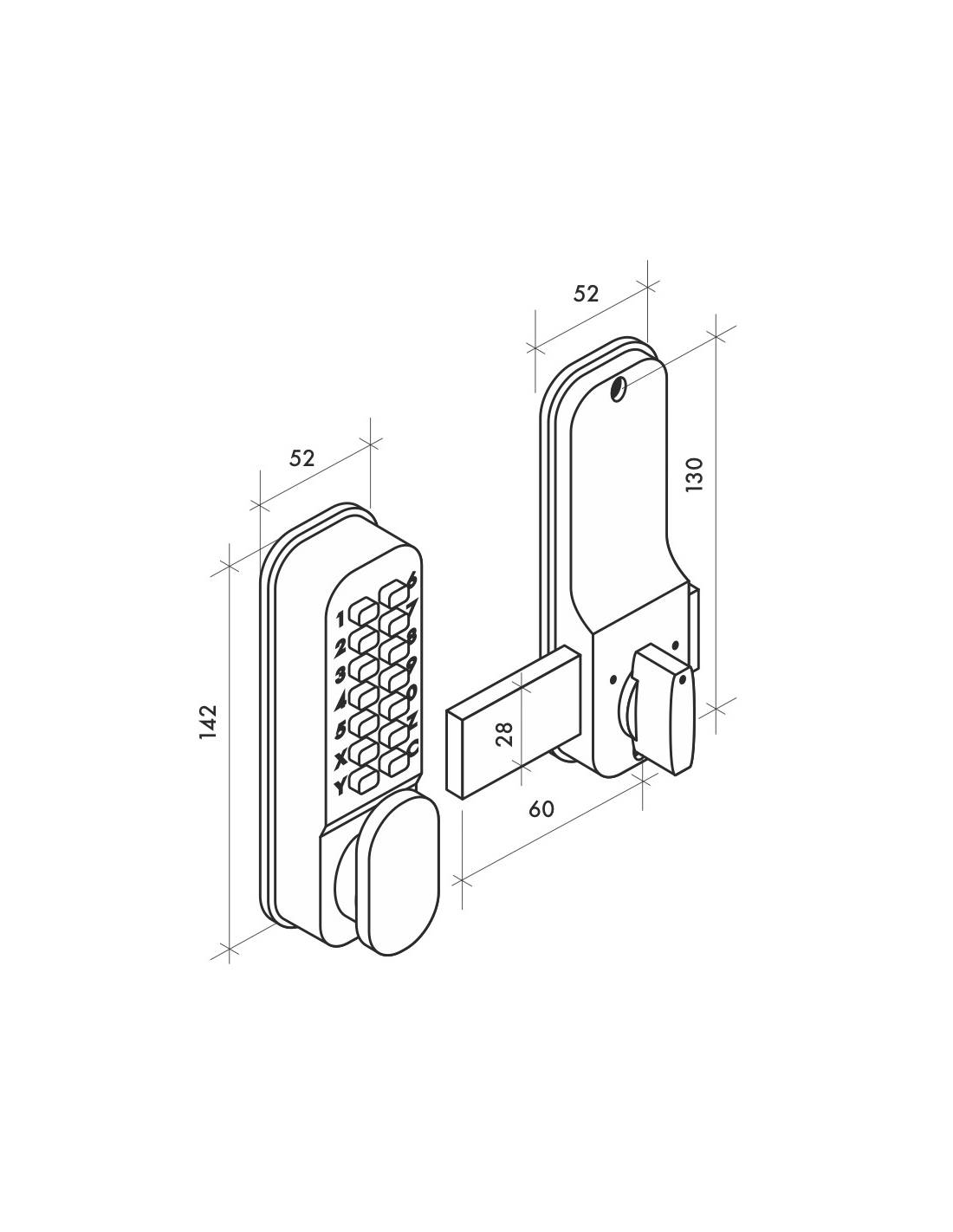 Verrou à combinaison mécanique en applique pour porte intérieure, 8 chiffres ou lettres, chromé mat - THIRARD - Image 3