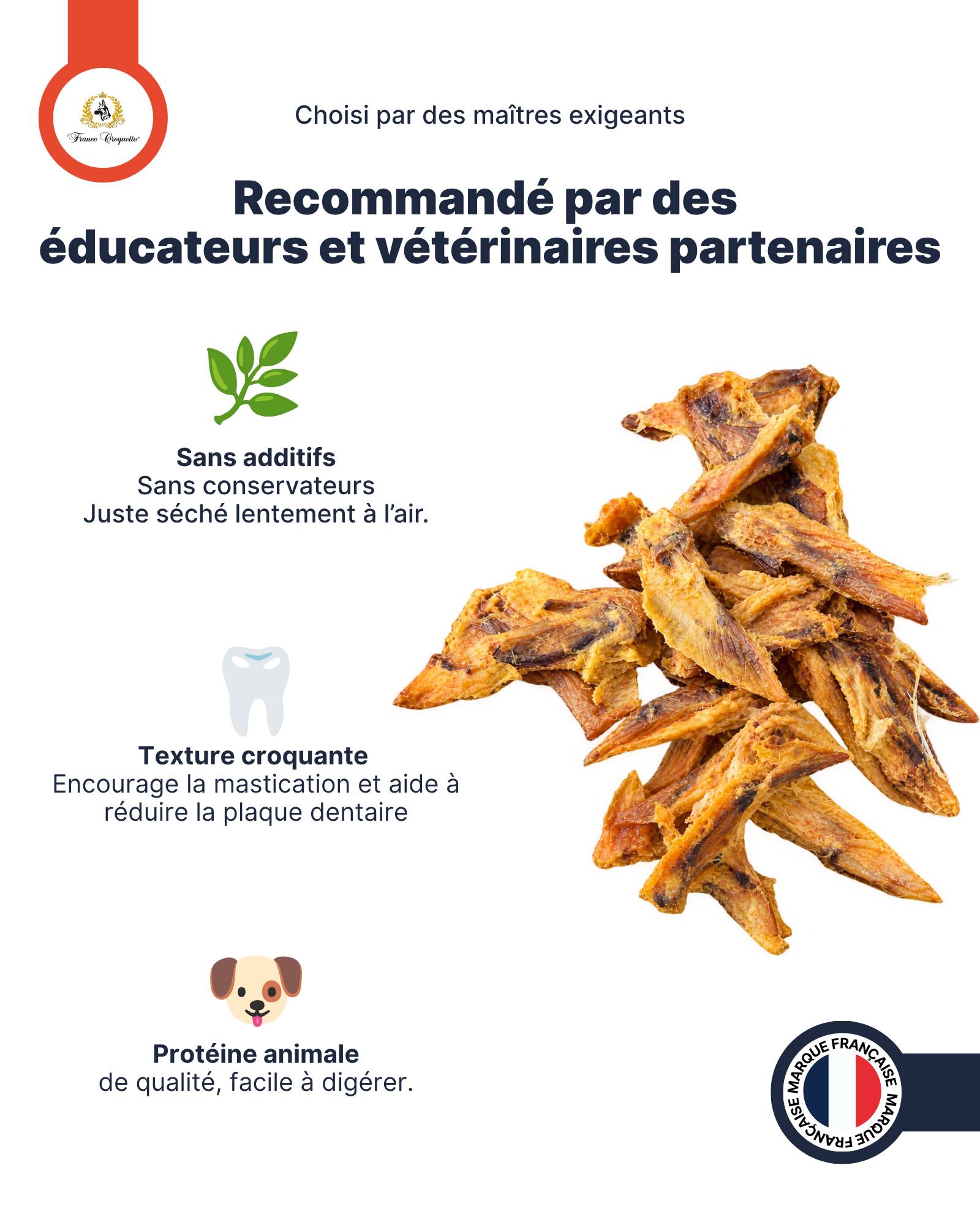 France Croquettes - France Croquettes Friandise pour chien Ailes de poulet séchées - 500 g - Image 4