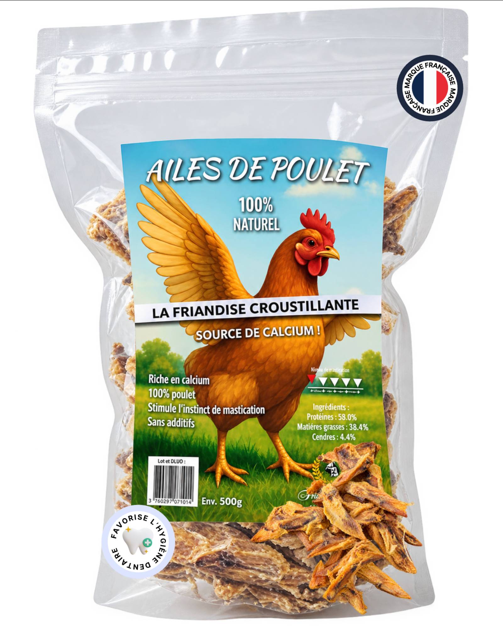 France Croquettes - France Croquettes Friandise pour chien Ailes de poulet séchées - 500 g