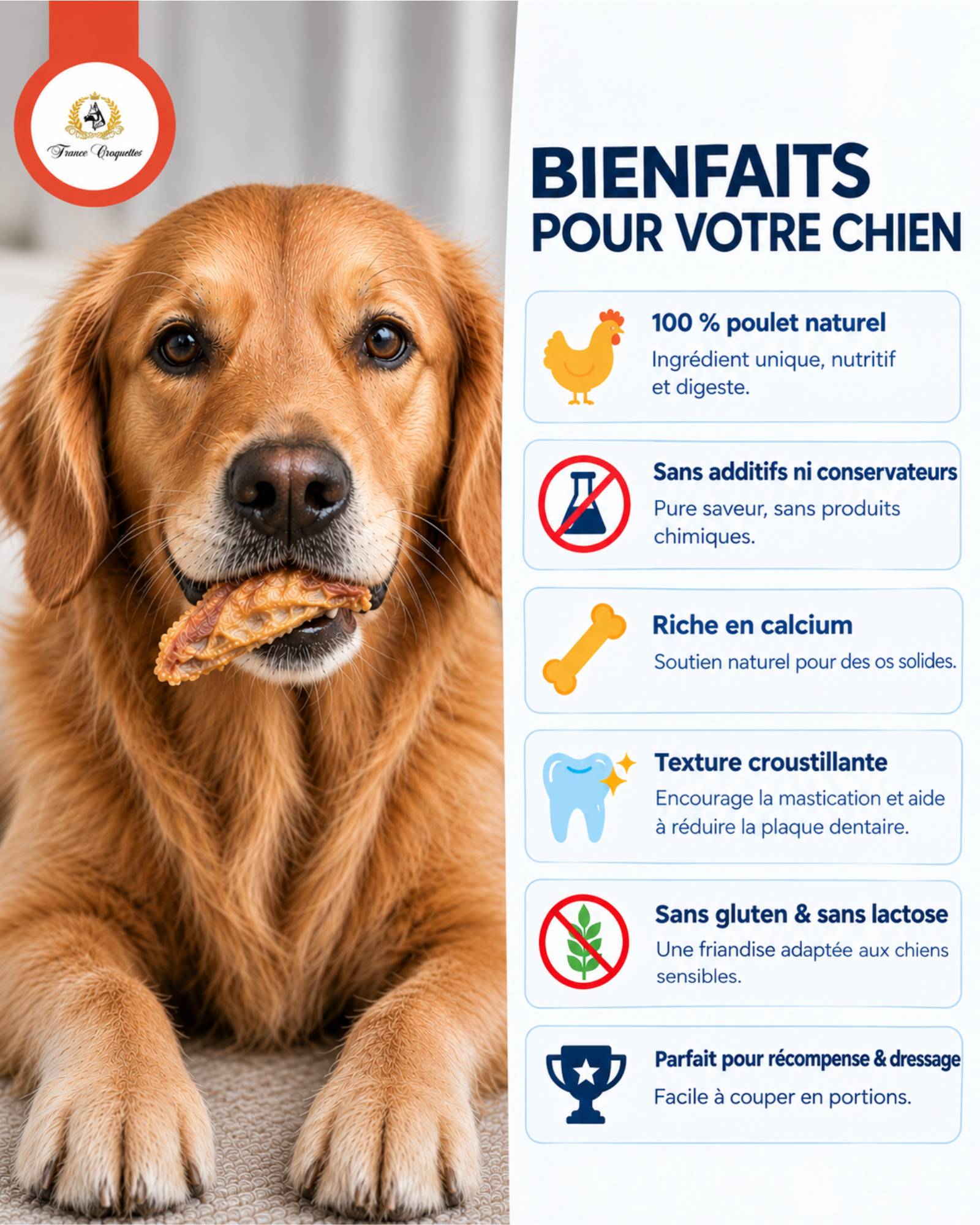 France Croquettes - France Croquettes Friandise pour chien Ailes de poulet séchées - 500 g - Image 2