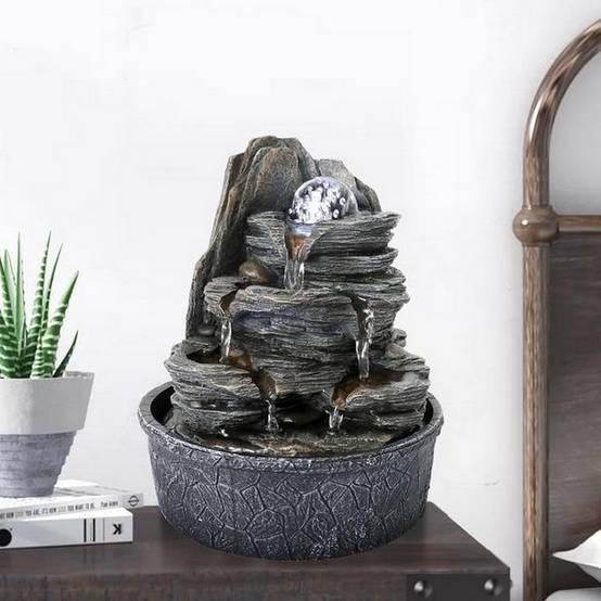 Zen Light - Fontaine d'Intérieur Luberon - Fontaine Cascade - Fontaine Zen - Décoration Ambiance Relaxante Méditation - H 25cm – Zen'Light - Image 4