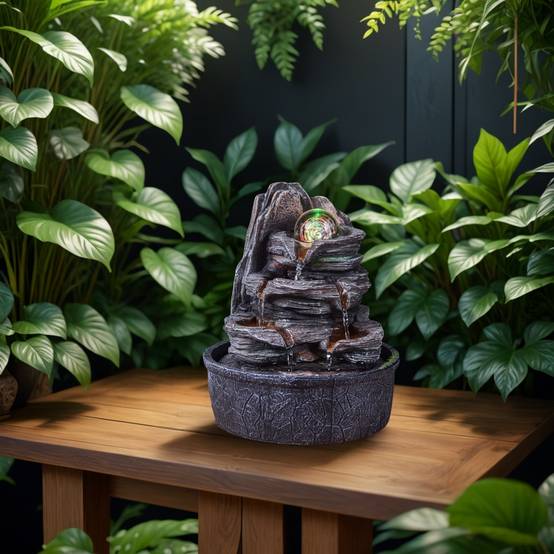Zen Light - Fontaine d'Intérieur Luberon - Fontaine Cascade - Fontaine Zen - Décoration Ambiance Relaxante Méditation - H 25cm – Zen'Light - Image 1