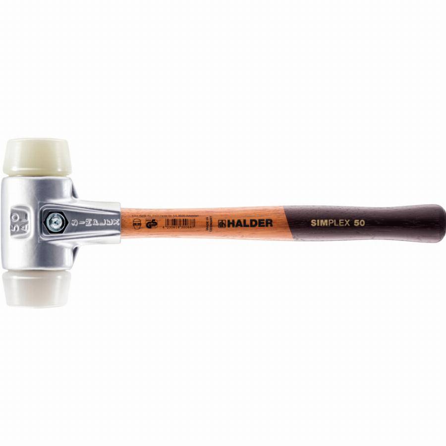 Maillet HALDER SIMPLEX Superplastique / plastique avec boîtier en aluminium et manche en bois - D=50 mm - 3178.050
