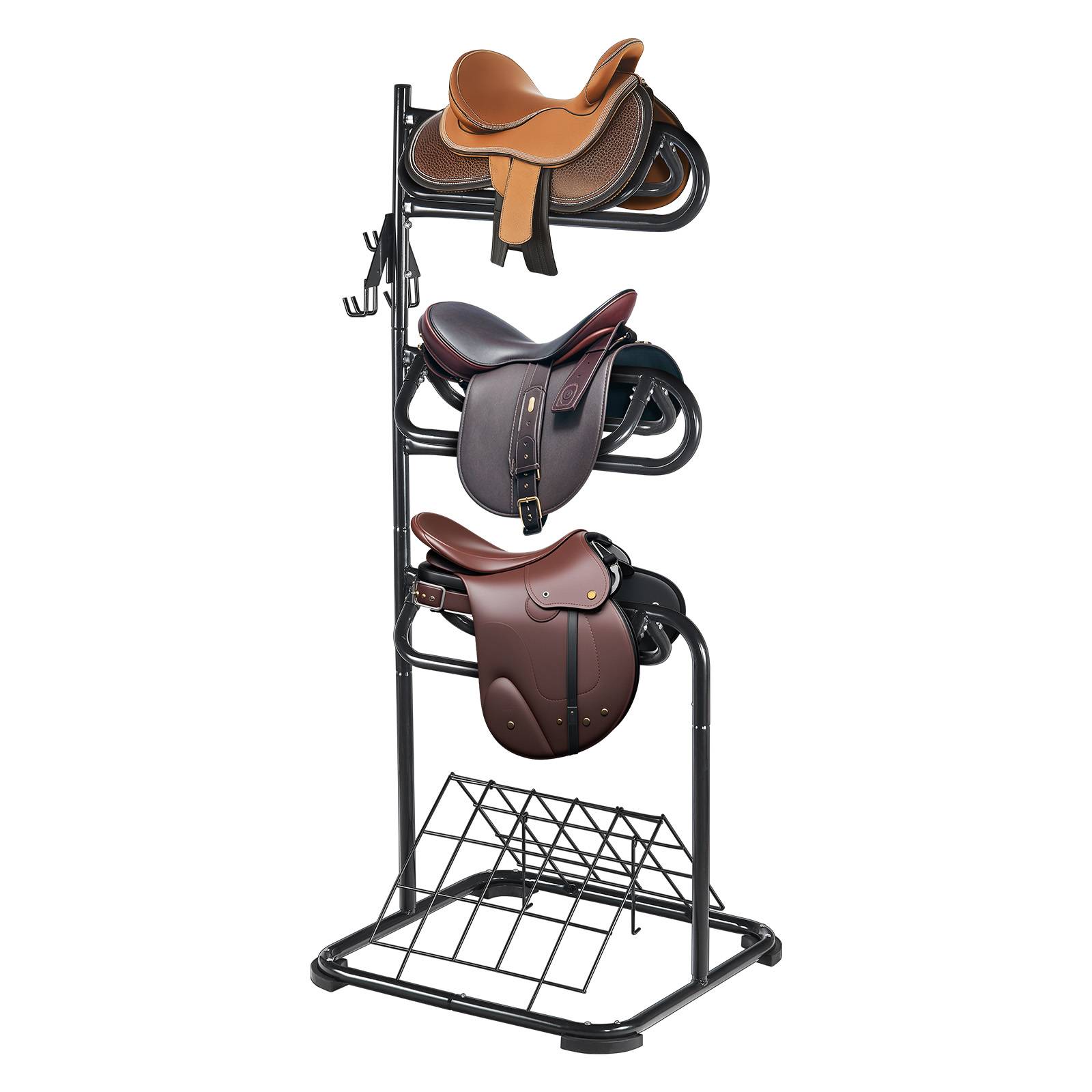 VEVOR Support selle cheval, porte-selle anglais/western autoportant. Niveaux rotatifs, rangement sellerie. - Image 1