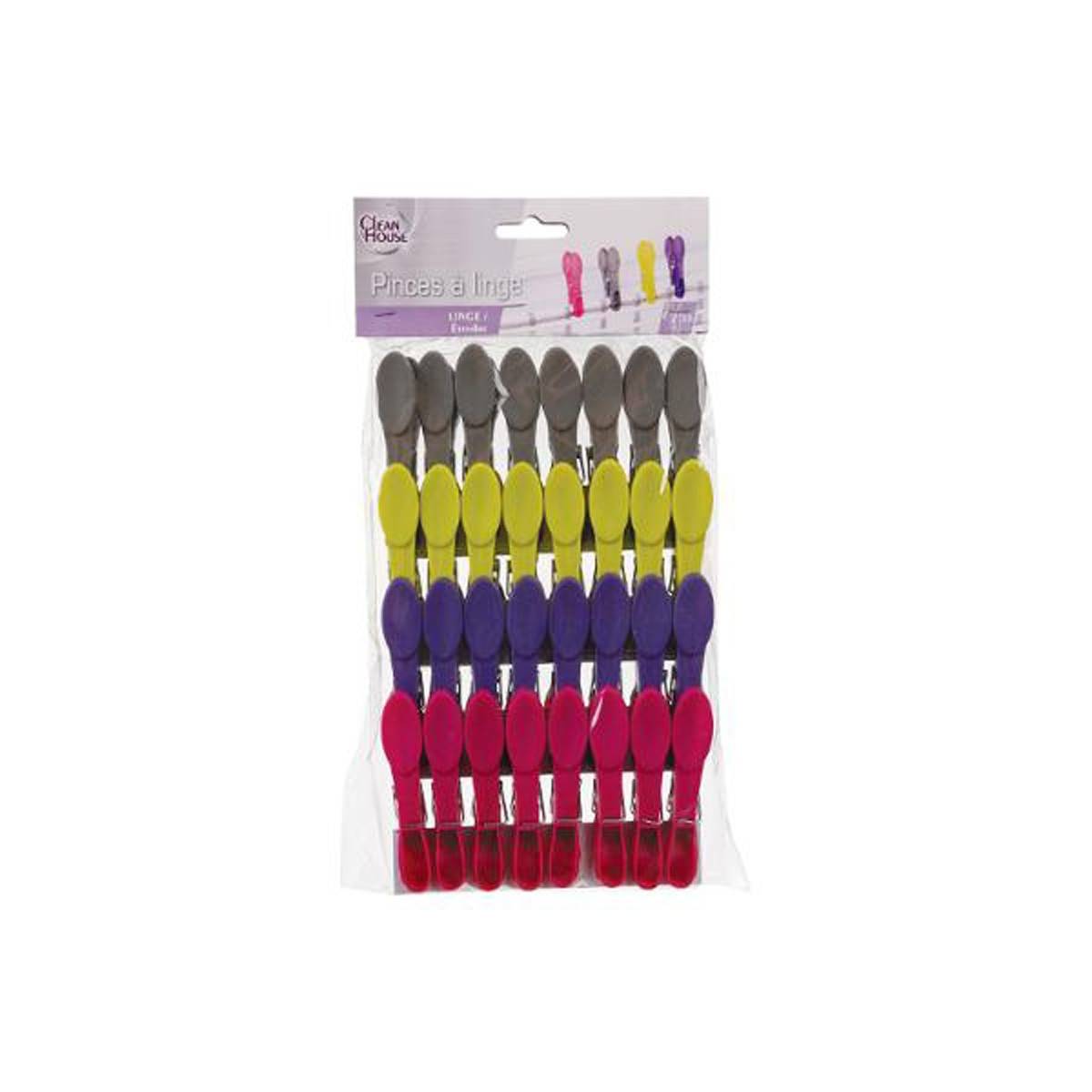 Lot de 32 Pinces à Linge "Arrondies" 8cm Multicolore - Image 1