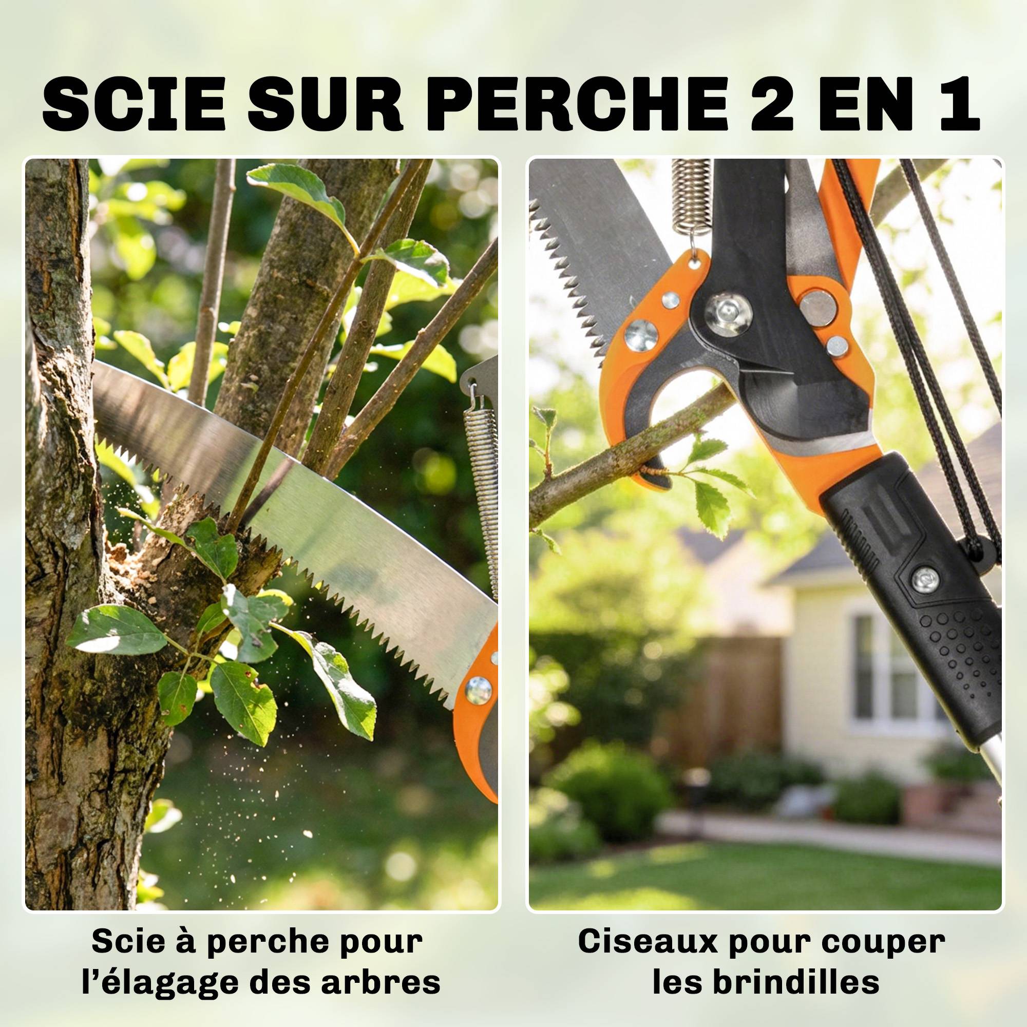 ComfortXL - Élagueur télescopique 2 en 1 aluminium acier 65Mn 200 cm orange taille jardin - ComfortXL Outdoor Living - Image 6