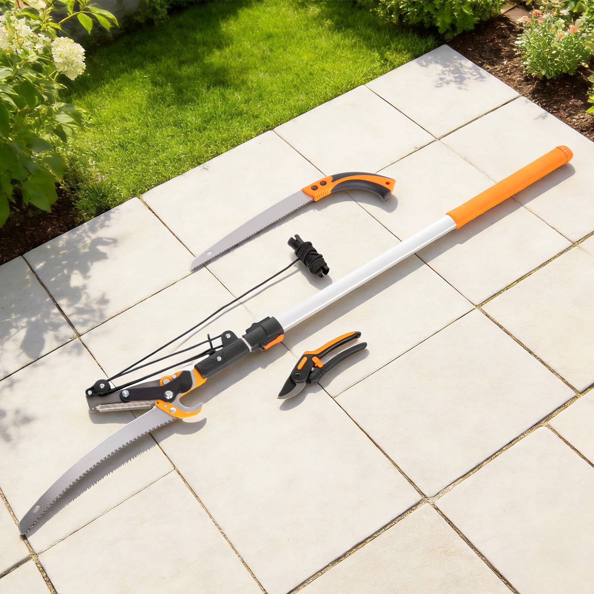 ComfortXL - Élagueur télescopique 2 en 1 aluminium acier 65Mn 200 cm orange taille jardin - ComfortXL Outdoor Living - Image 3
