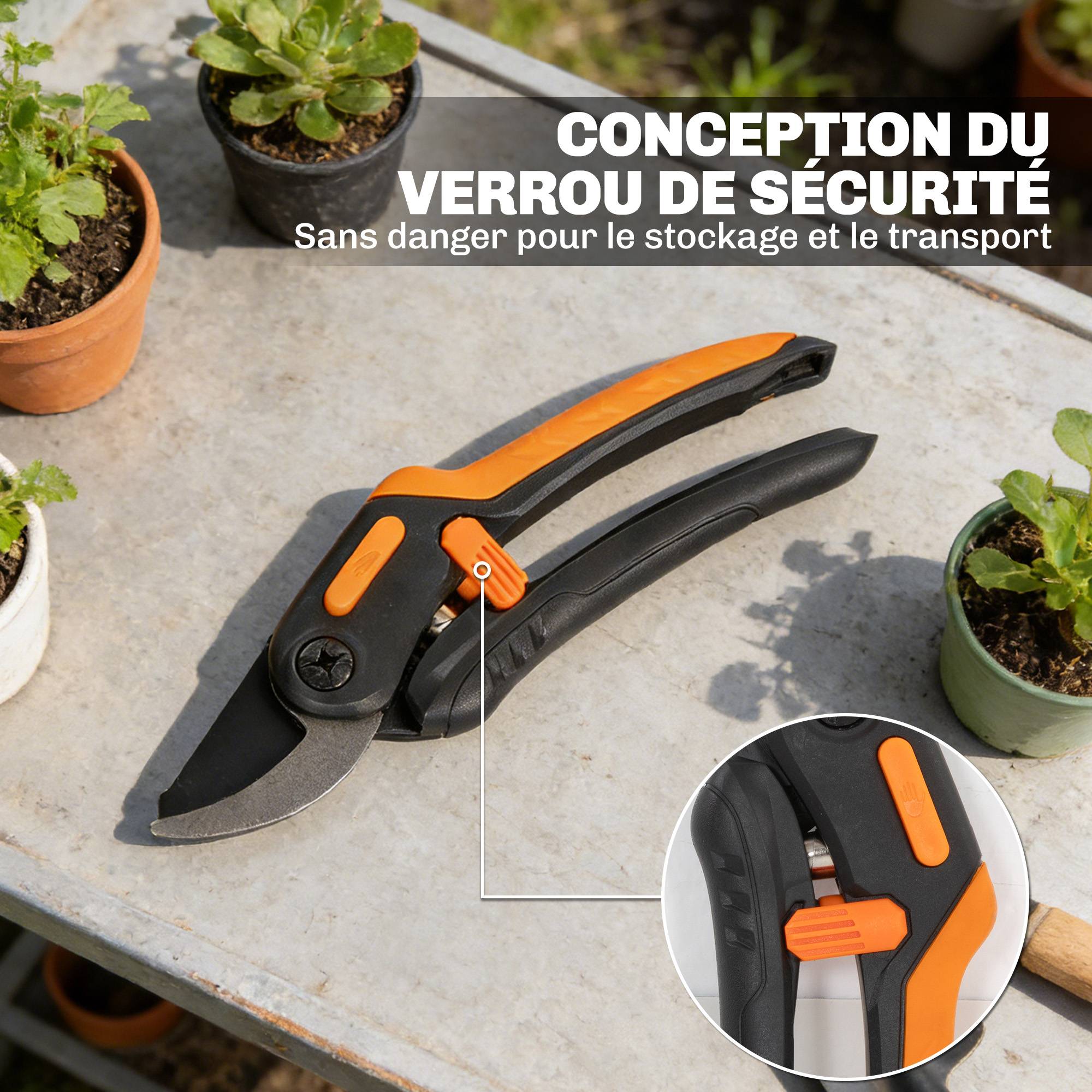 ComfortXL - Élagueur télescopique 2 en 1 aluminium acier 65Mn 200 cm orange taille jardin - ComfortXL Outdoor Living - Image 10