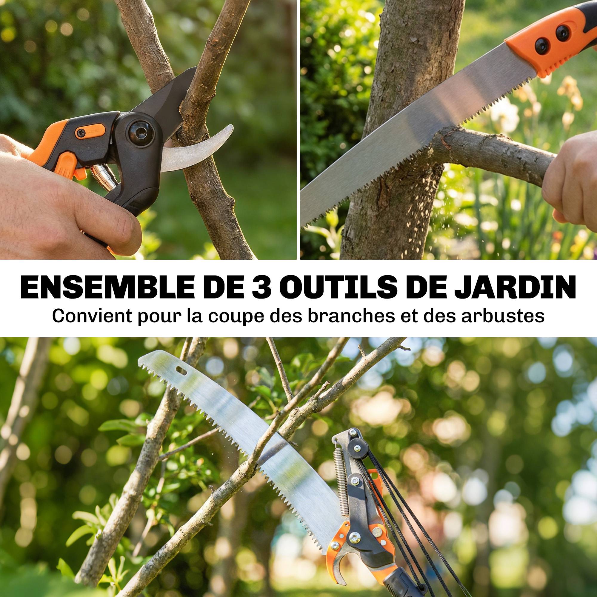 ComfortXL - Élagueur télescopique 2 en 1 aluminium acier 65Mn 200 cm orange taille jardin - ComfortXL Outdoor Living - Image 5