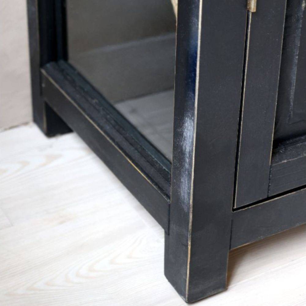 Chemin De Campagne - Armoire vitrine 2 portes chambre salle de bain bois verre noir 170cm Chemin de campagne - Image 8
