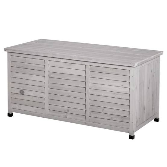 ComfortXL - Coffre de jardin en bois de sapin gris clair 127 x 56 x 60 cm rangement extérieur ventilé et polyvalent - Image 2