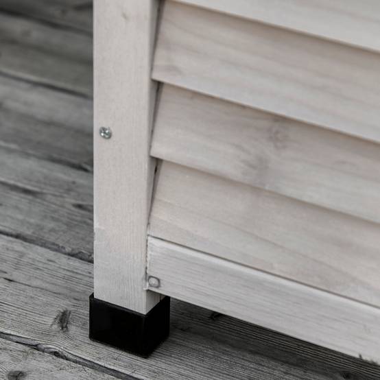 ComfortXL - Coffre de jardin en bois de sapin gris clair 127 x 56 x 60 cm rangement extérieur ventilé et polyvalent - Image 9