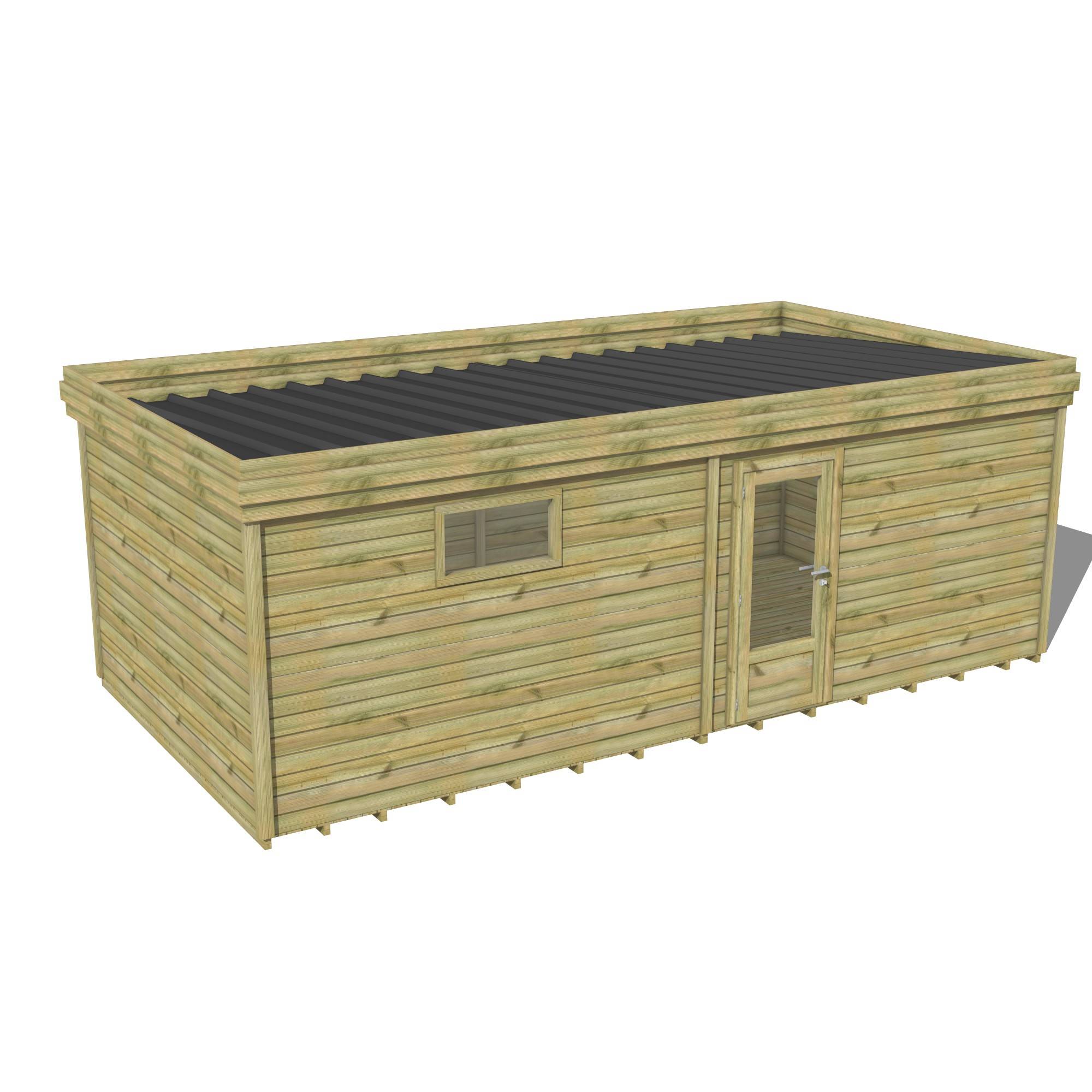 Abri Français - ABRI DE JARDIN bois Pin traité autoclave 27mm - 6,795x3,44m / 23m2 - Bac acier - Plancher bois - Image 1