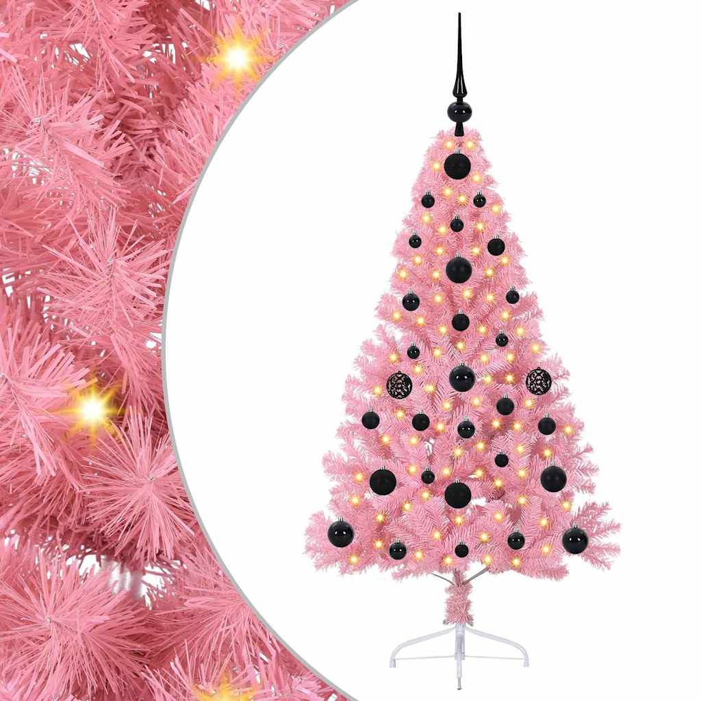Vidaxl - Sapin de Noël artificiel pré-éclairé Rose 120 cm PVC vidaXL 3397051 - Image 2