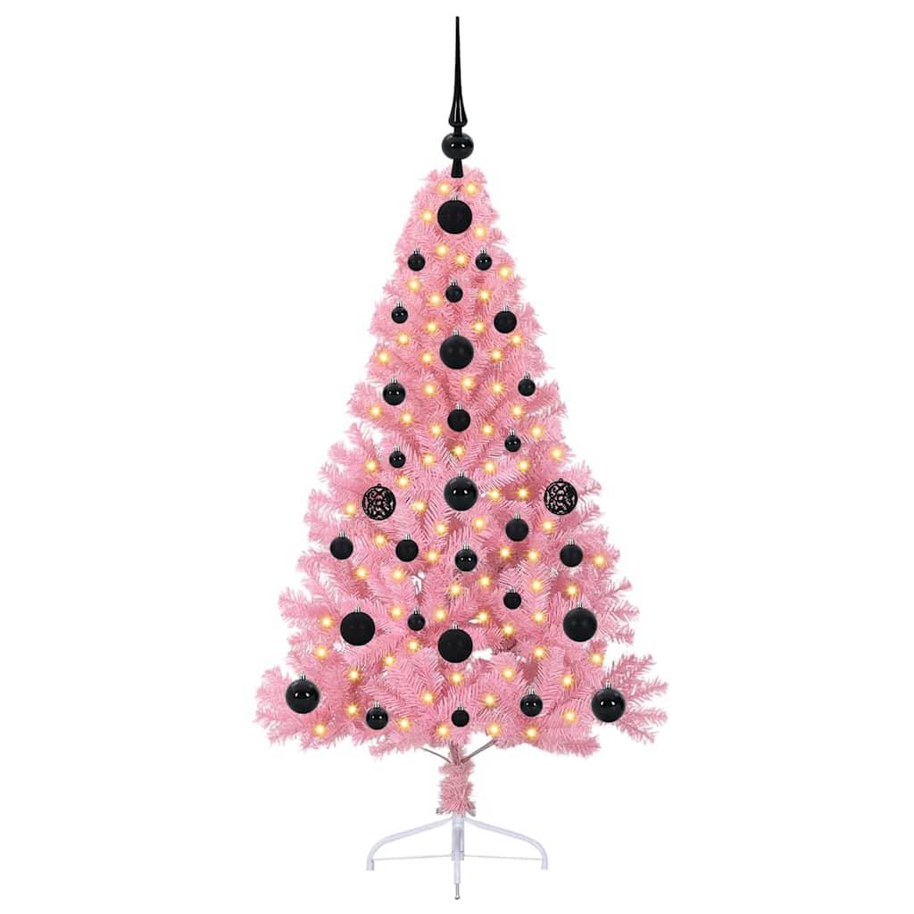 Vidaxl - Sapin de Noël artificiel pré-éclairé Rose 120 cm PVC vidaXL 3397051 - Image 4