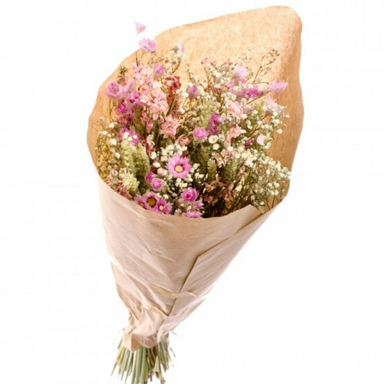 Naturalys - Grand bouquet fleurs séchées Blanc & Rose Mix 50 cm - Naturalys