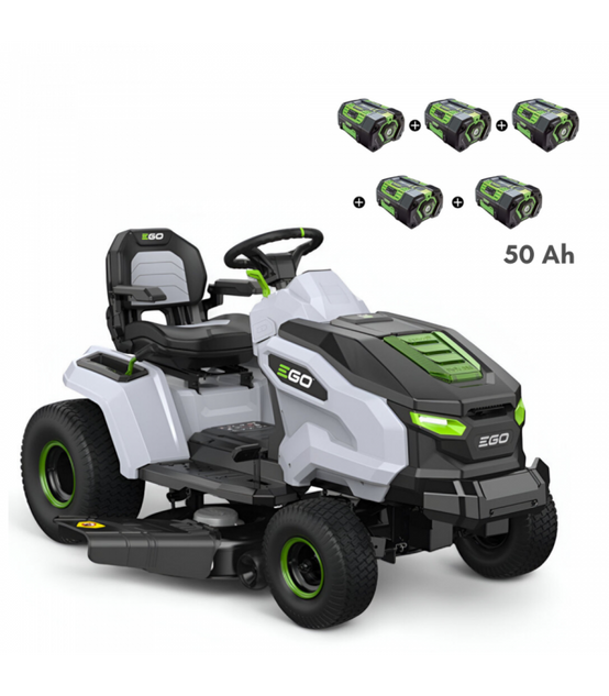 PACK Tracteur électrique à batterie à éjection latérale et mulching, 5 batteries 10Ah et chargeur rapide - EGO TR4201E - Image 1