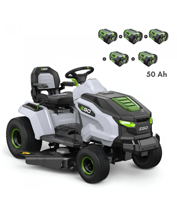 PACK Tracteur électrique à batterie à éjection latérale et mulching, 5 batteries 10Ah et chargeur rapide - EGO TR4201E - Image 1