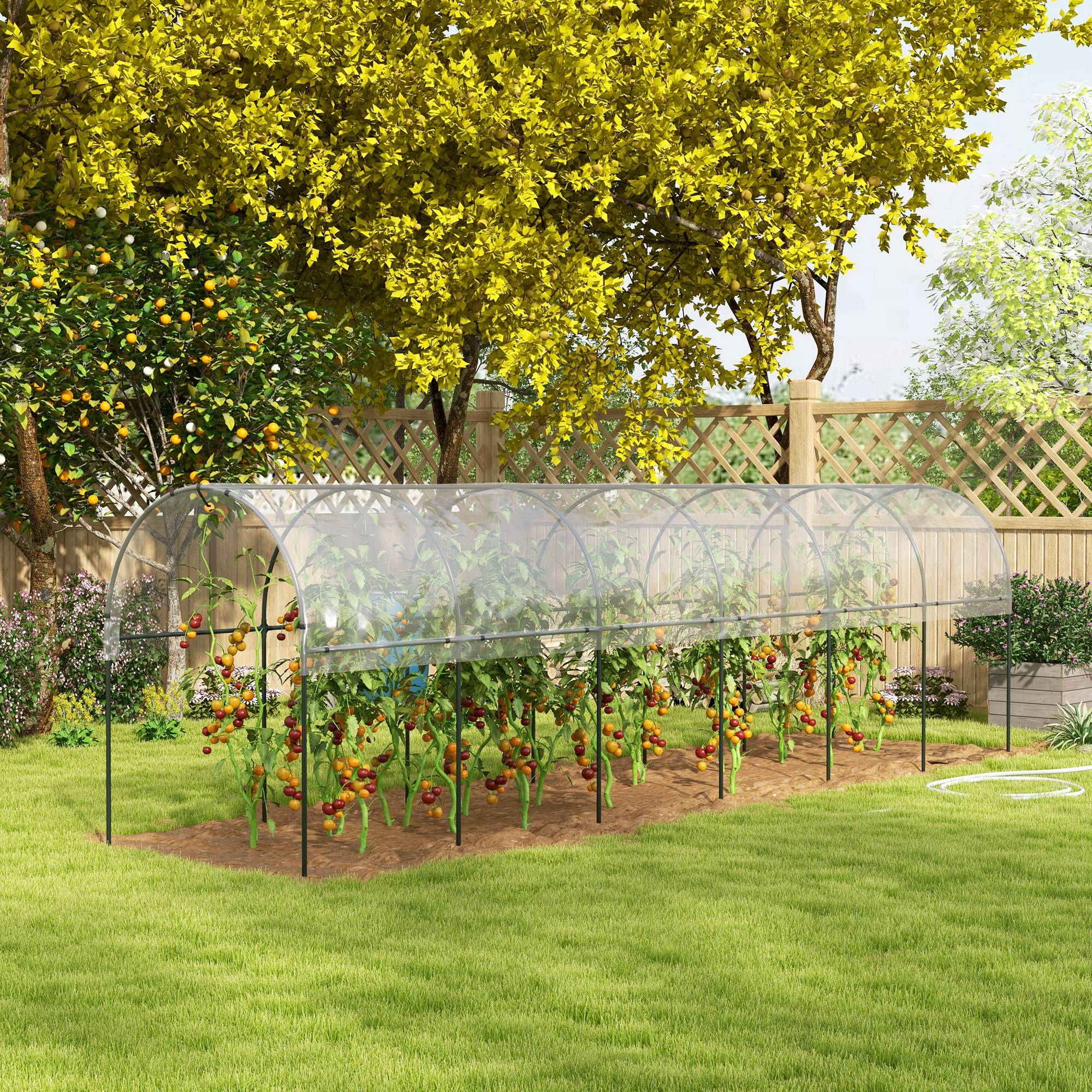 Serre de jardin serre à tomates 7 arceaux en acier bâche en plastique 6 x 1,23 x 1,71 m vert - Image 4