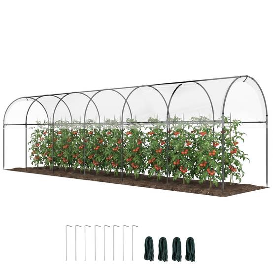 Serre de jardin serre à tomates 7 arceaux en acier bâche en plastique 6 x 1,23 x 1,71 m vert - Image 1