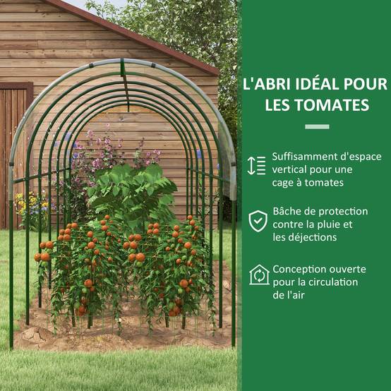 Serre de jardin serre à tomates 7 arceaux en acier bâche en plastique 6 x 1,23 x 1,71 m vert - Image 6
