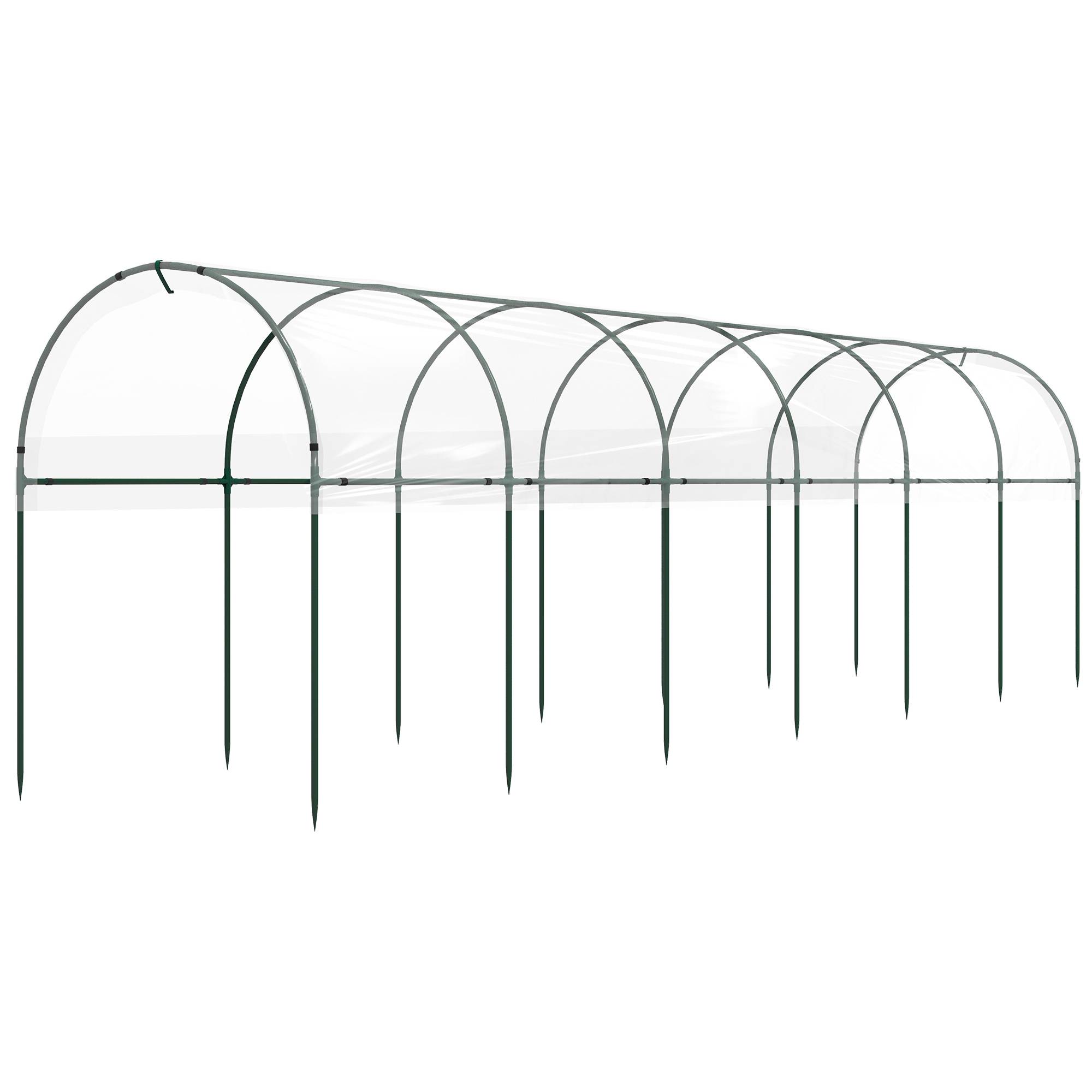 Serre de jardin serre à tomates 7 arceaux en acier bâche en plastique 6 x 1,23 x 1,71 m vert - Image 2