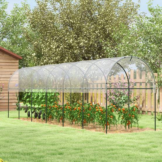 Serre de jardin serre à tomates 7 arceaux en acier bâche en plastique 6 x 1,23 x 1,71 m vert - Image 3