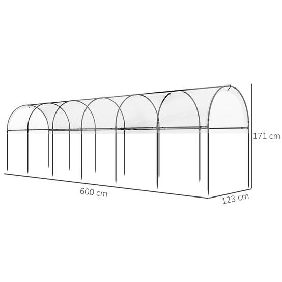Serre de jardin serre à tomates 7 arceaux en acier bâche en plastique 6 x 1,23 x 1,71 m vert - Image 5