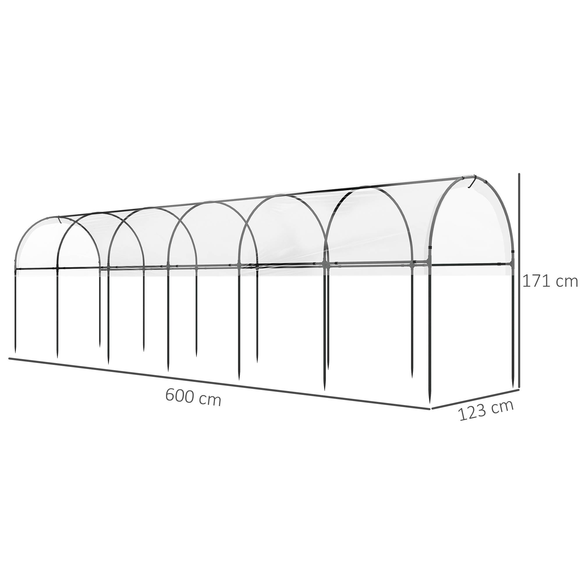 Serre de jardin serre à tomates 7 arceaux en acier bâche en plastique 6 x 1,23 x 1,71 m vert - Image 5