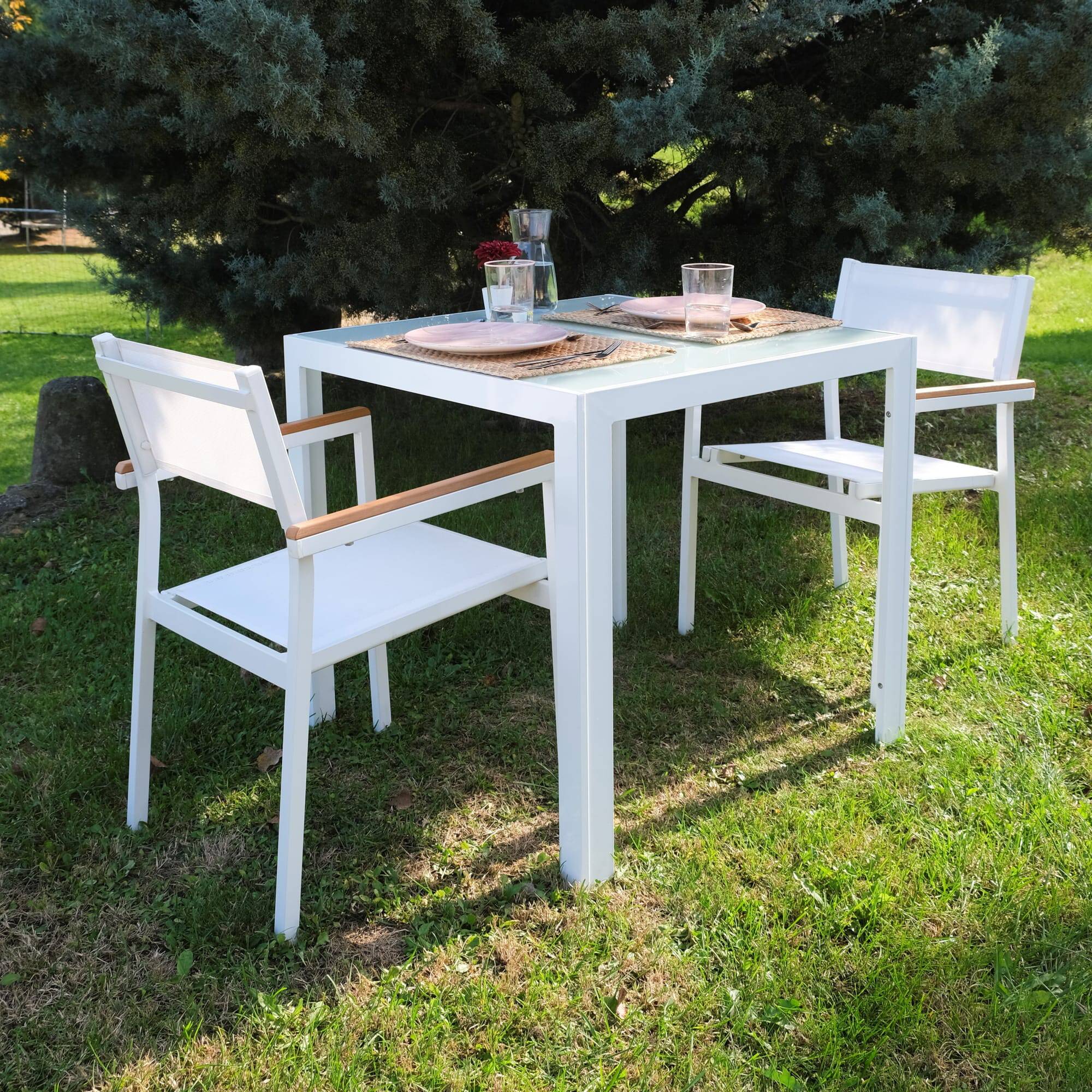 Table carrée extérieure 80x80 blanc SHIO garbar - Image 3