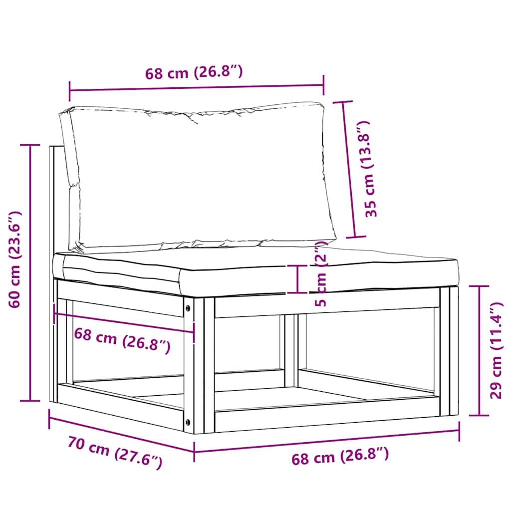 Siège Central Modulable Bois Acacia Massif Huilé Coussin Gris Foncé Confortable sans Accoudoir – ComfortXL Outdoor Living - Image 10