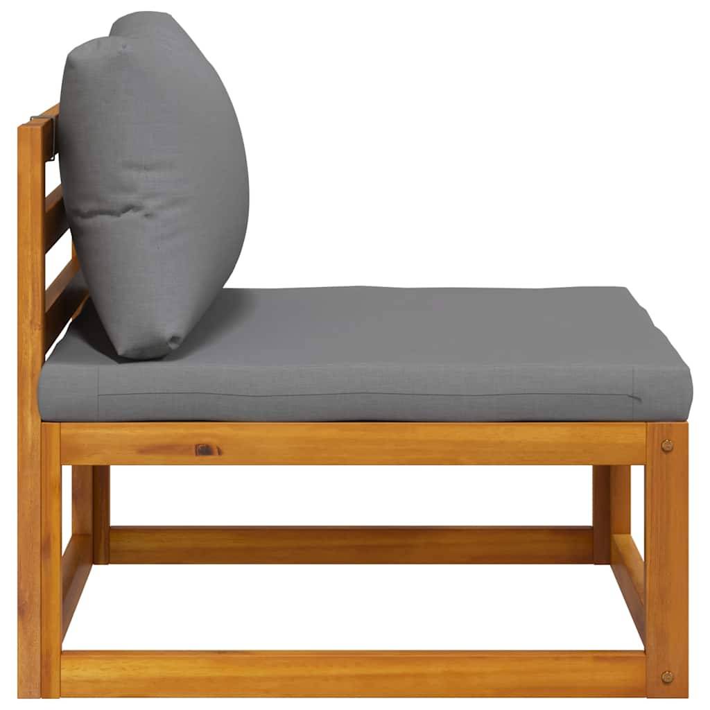Siège Central Modulable Bois Acacia Massif Huilé Coussin Gris Foncé Confortable sans Accoudoir – ComfortXL Outdoor Living - Image 5
