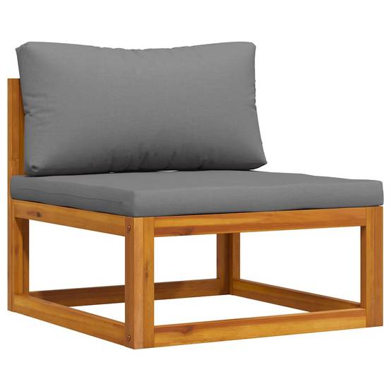 Siège Central Modulable Bois Acacia Massif Huilé Coussin Gris Foncé Confortable sans Accoudoir – ComfortXL Outdoor Living - Image 2