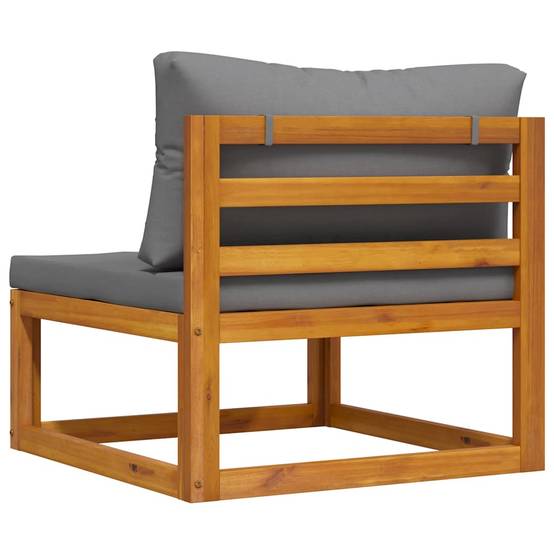 Siège Central Modulable Bois Acacia Massif Huilé Coussin Gris Foncé Confortable sans Accoudoir – ComfortXL Outdoor Living - Image 6