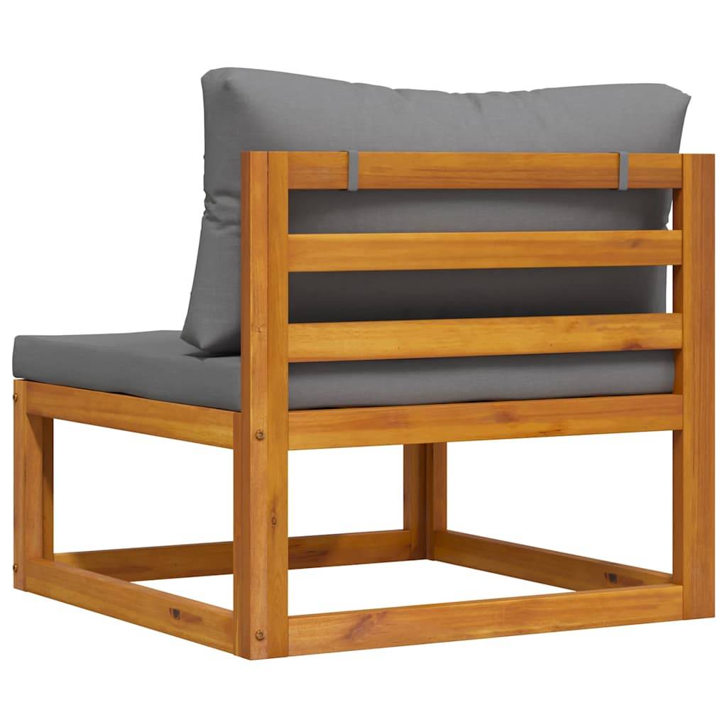 Siège Central Modulable Bois Acacia Massif Huilé Coussin Gris Foncé Confortable sans Accoudoir – ComfortXL Outdoor Living - Image 6