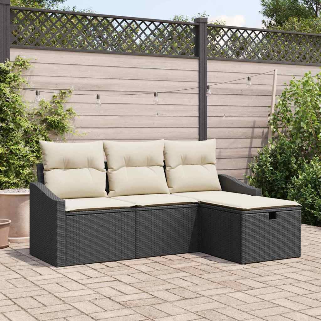 ComfortXL - Petit salon de jardin 4 pcs modulable en polyrotin avec pieds réglables pour terrasse Noir – ComfortXL Outdoor Living - Image 1
