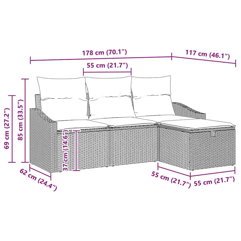 ComfortXL - Petit salon de jardin 4 pcs modulable en polyrotin avec pieds réglables pour terrasse Noir – ComfortXL Outdoor Living - Image 9