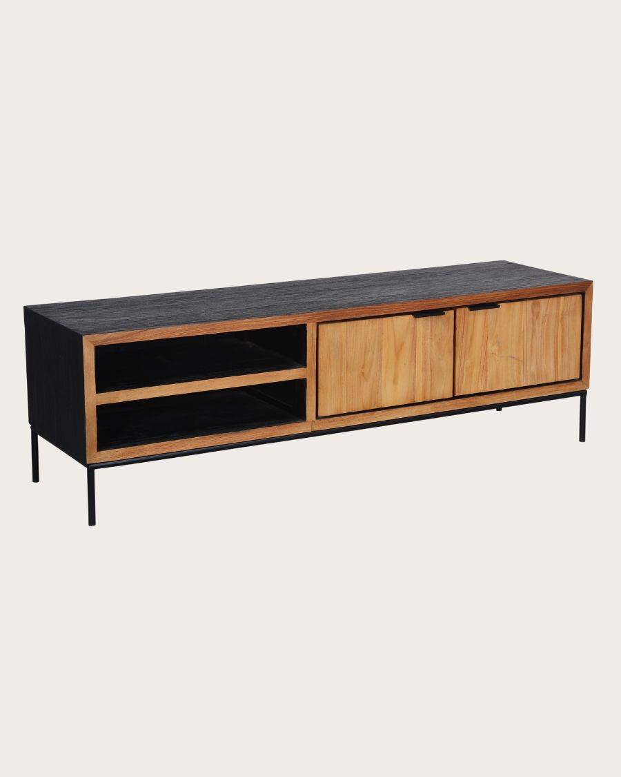 Indra - Meuble en teck recyclé bicolore 160 cm - UNIQKA - Image 4
