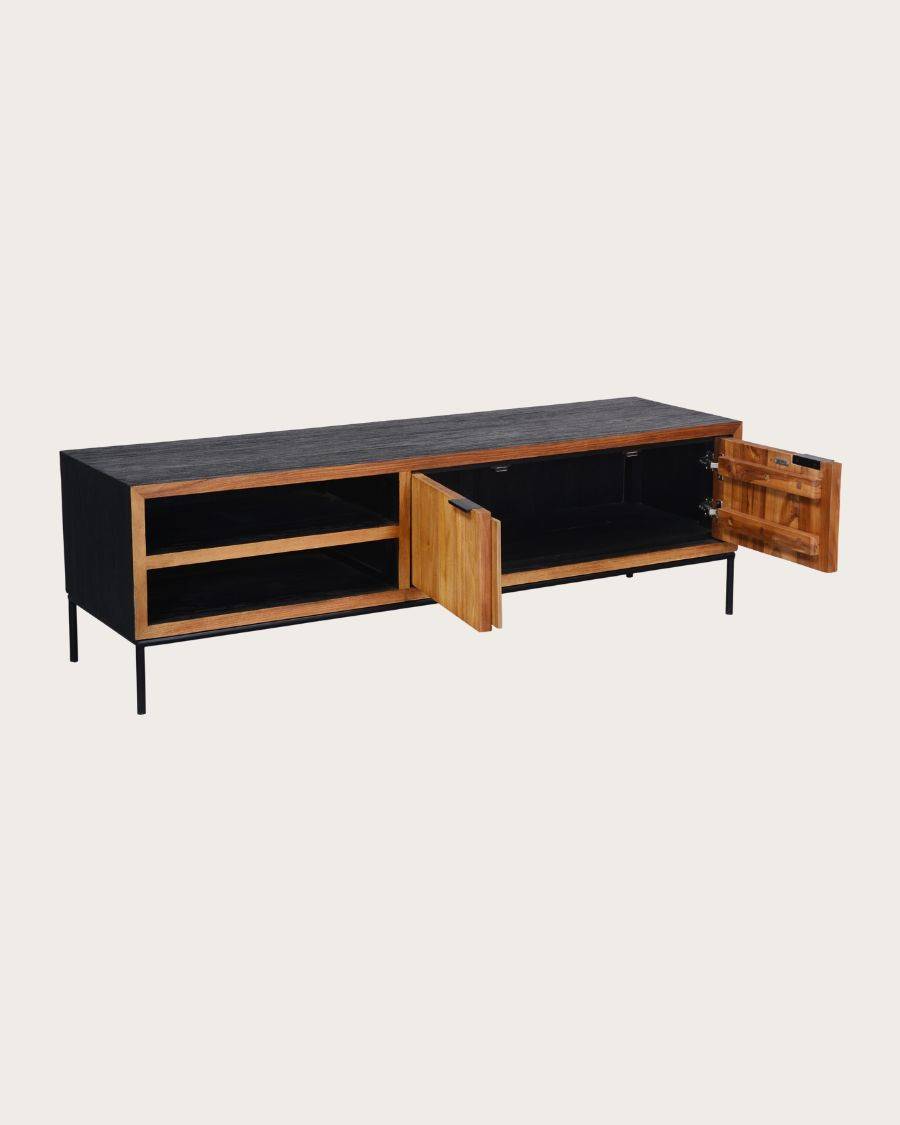 Indra - Meuble en teck recyclé bicolore 160 cm - UNIQKA - Image 5