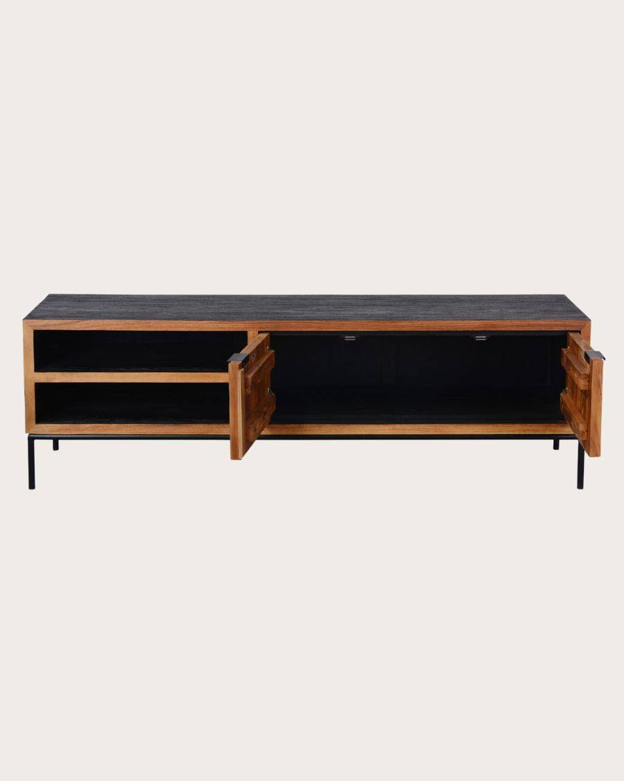 Indra - Meuble en teck recyclé bicolore 160 cm - UNIQKA - Image 3