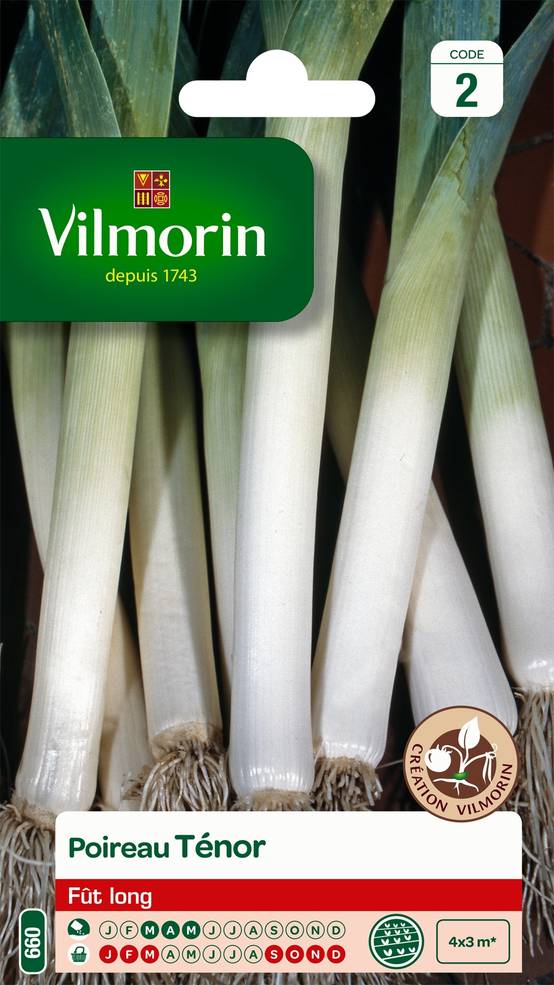 Poireau Ténor (Création Vilmorin) - Vilmorin le sachet de 1000 graines environ (4g)