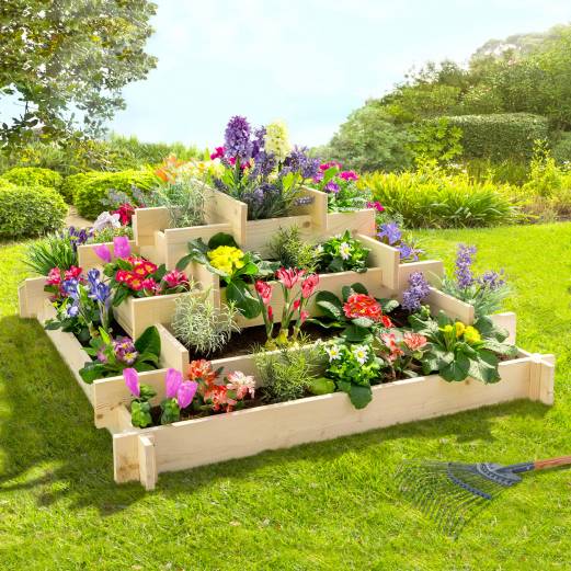 Carré potager pyramide KEO en bois 4 étages bac à fleurs 100 CM - Image 2