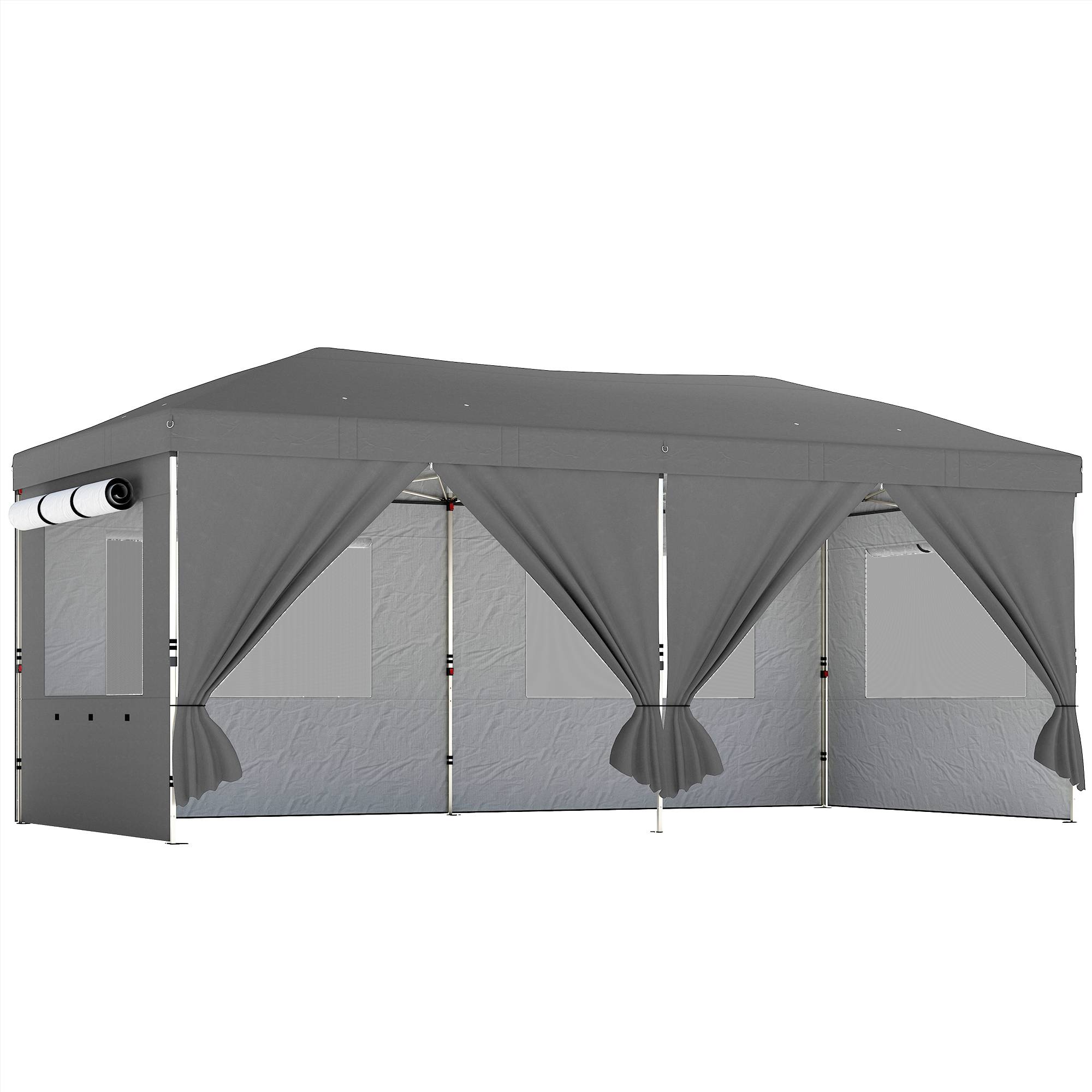Outsunny - Tonnelle pliante réglable en hauteur protection UV50+ - montage facile - tissu oxford et métal - 3 x 6 m - gris foncé - Outsunny - Image 1