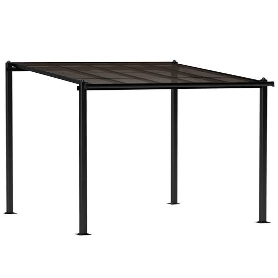 Pergola adossée aluminium pour terrasse toit polycarbonate étanche gris 3x3m - ComfortXL Outdoor Living - Image 1
