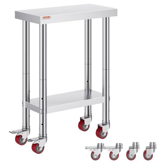 Vevor - VEVOR Table de Travail Inox Cuisine à Roulette 61x31x85 cm pour Préparation de Cuisine - Image 1