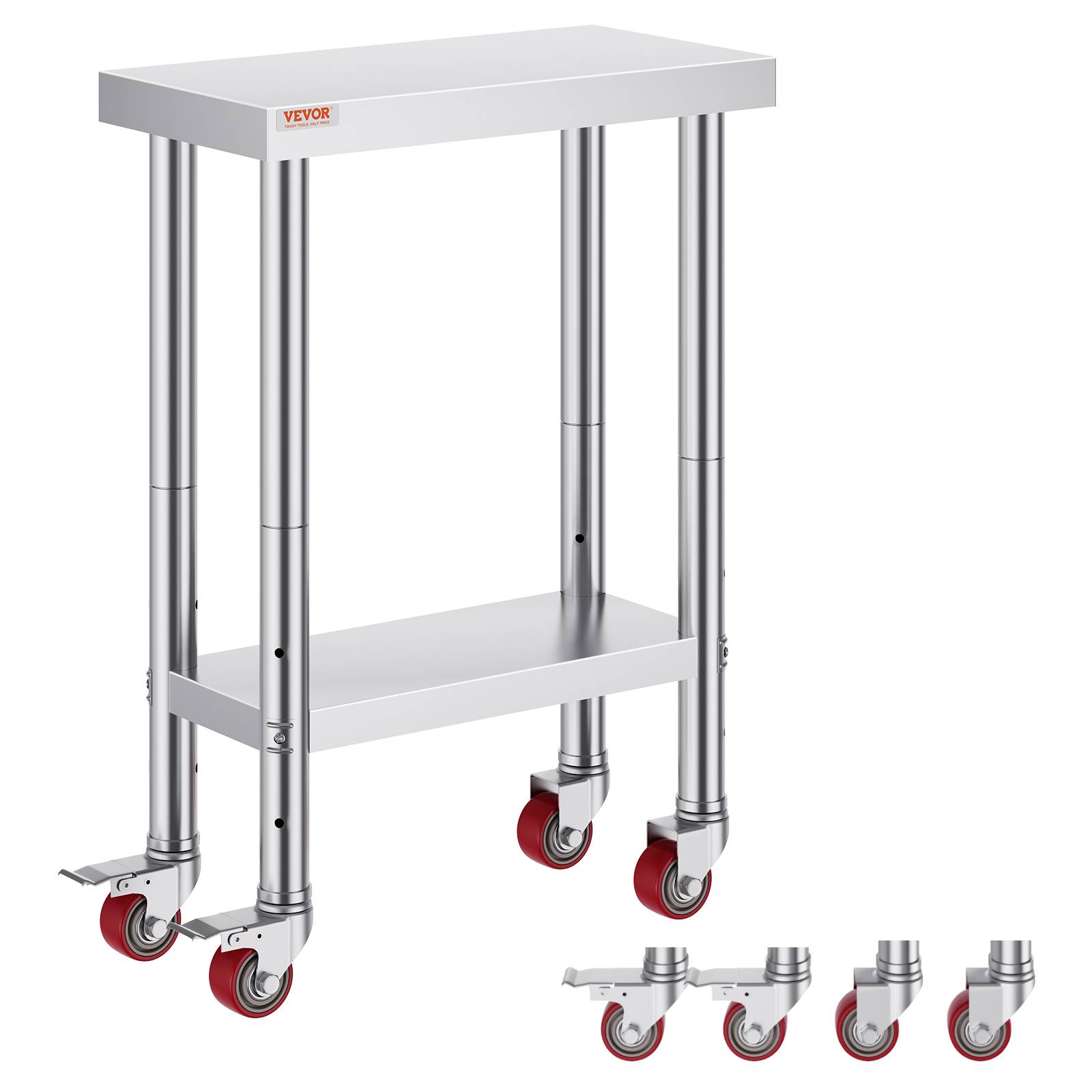 Vevor - VEVOR Table de Travail Inox Cuisine à Roulette 61x31x85 cm pour Préparation de Cuisine - Image 1