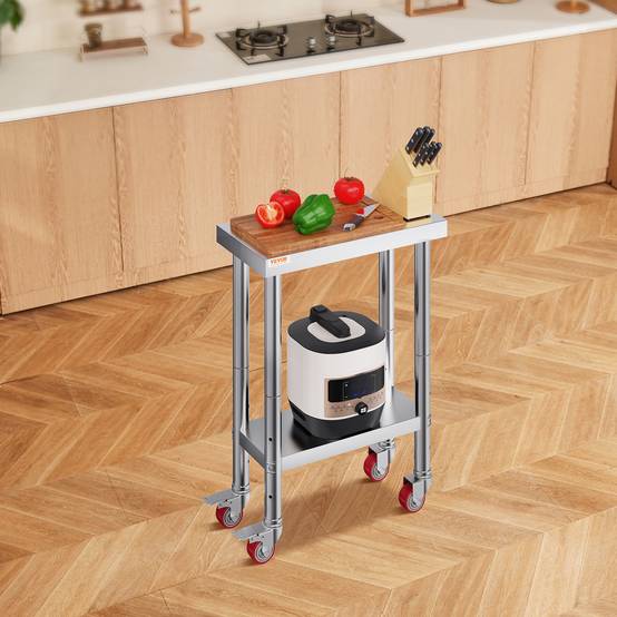 Vevor - VEVOR Table de Travail Inox Cuisine à Roulette 61x31x85 cm pour Préparation de Cuisine - Image 8