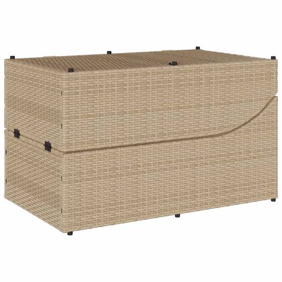 Chaise Longue Extérieur Poly Rotin Pliante Coffre Rangement Beige – ComfortXL Outdoor Living - Image 7